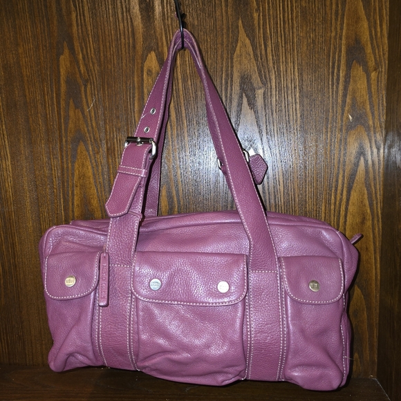 Sigrid Olsen Plum Leather Shoulder Bag with Chic Design - Picture 1 of 14